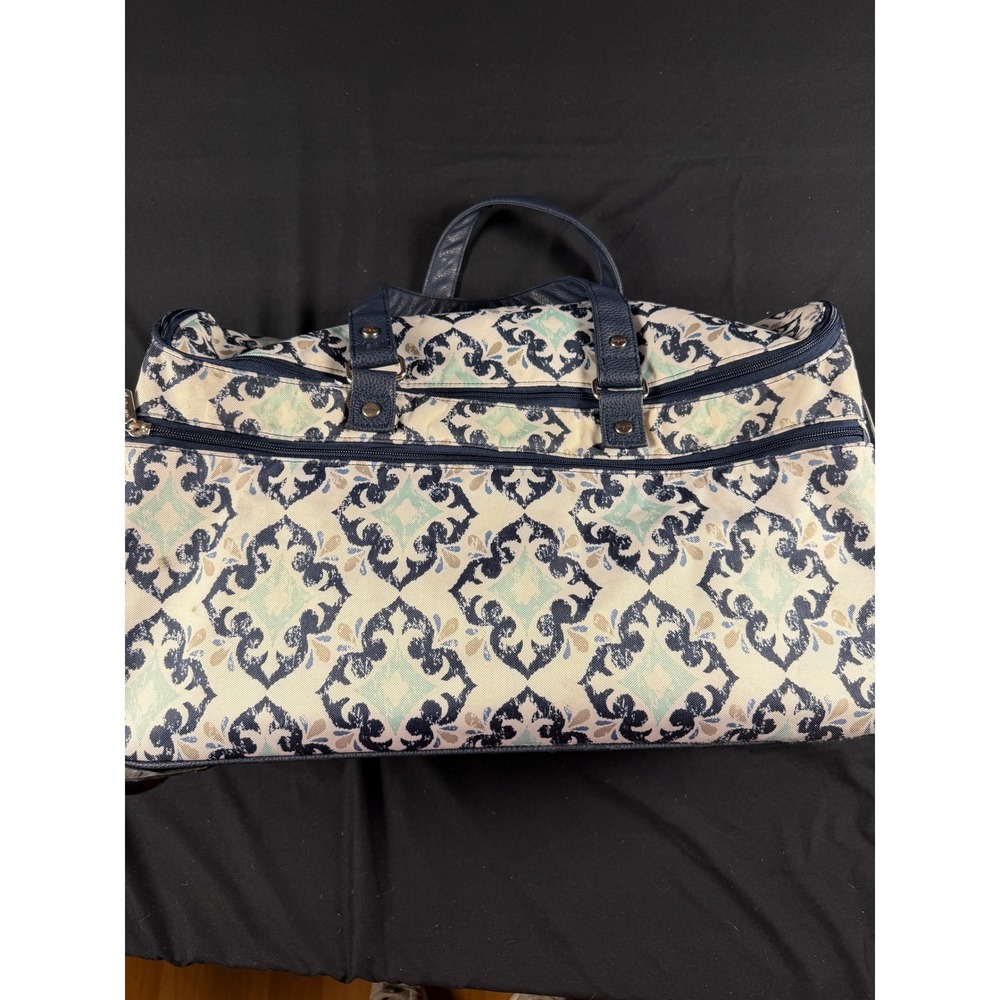 Thirty-One Away We Go Roller Bag Navy Doodle Diamond Rolling Duffel Luggage